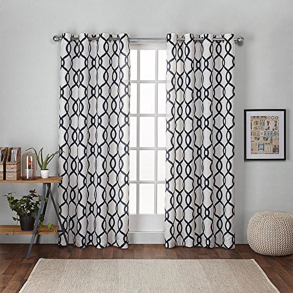 Exclusive Home Curtains Kochi Light Filtering Linen Blend Grommet Top Curtain Panel Pair, 54x84, Indigo