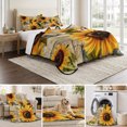 thumbnail image 6 of Twin XL Quilt Set 68''x98'', Yellow Sunflower Lightweight Summer Bedspread Coverlet Set with 2 Pillow Shams, Watercolor Retro Floral Plant Leaf Breathable All Season Quilt Bedding for Dorm/Guest Room, 6 of 9