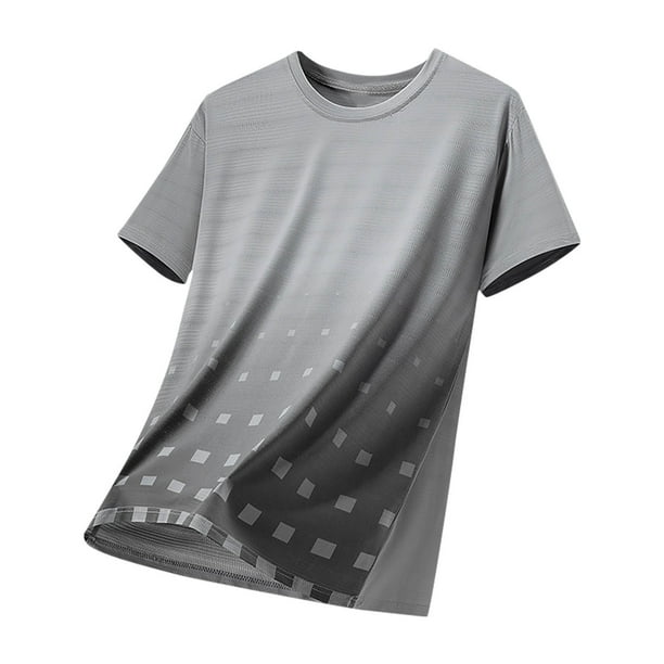 Camiseta Transpirable Delgada de los Hombres, Verano Suelto Ajuste Mitad de Manga Casual Top para el Aire Libre Y el Uso Diario, Camiseta de Moda Ligera