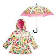 Stephen Joseph Girls 4-8 Rain Coat & Umbrella Set