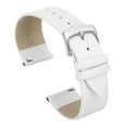 thumbnail image 1 of Correas de reloj de cuero genuino blancas de 22 mm con hebilla plateada para hombres y mujeres, 1 of 6