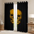 thumbnail image 2 of Homewish Halloween Skull Skeleton Blackout Curtains,Black Yellow Curtains Pack of 2 (42x84 Each), 2 of 6