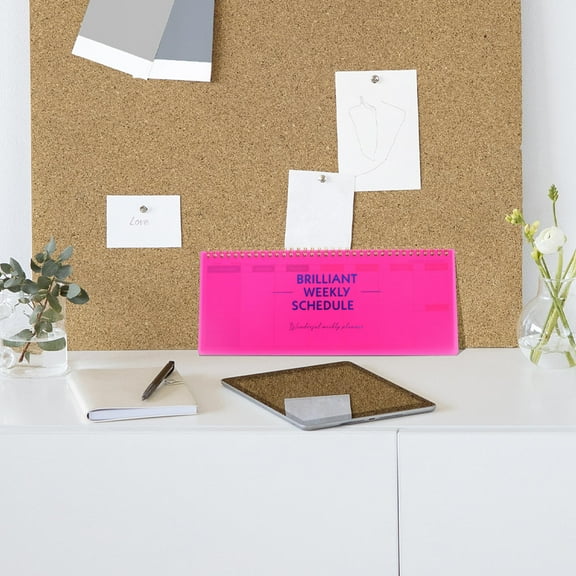 Pawsdot Pink Weekly Desk Planner Notepad with Tear Off Tabs for Work Organization