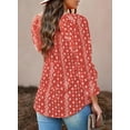 thumbnail image 4 of SUCS Women's Casual Boho Floral Printed V Neck Tops Drawstring Short Long Sleeve T Shirt Blouses, 4 of 6