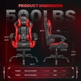 thumbnail image 3 of JONPONY Big and Tall Gaming Chair, Ergonomic High Back Gamer Chair with Footrest Lumbar Support, PU Leather Office Computer Chair for Long Sitting, Red, 3 of 10