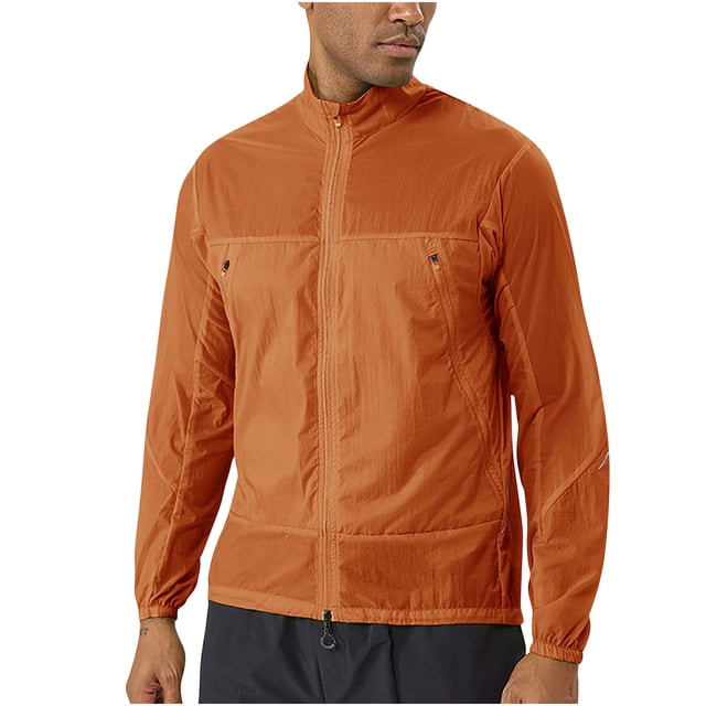 Dvprdro Fall Winter Jackets Men's Solid Color Outdoor Climb Sport Run Pocket Zipper Long Sleeved Jackets
