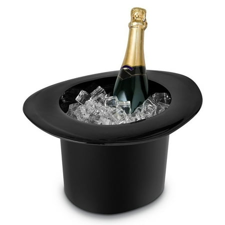 Acrylic Champagne Cooler - 2/4PCS 1.2L Acrylic Hat Shape Ice Bucket Beverage Champagne Wine Bottle Cooler For Theme Party Birthday Party Bar Decor, Black