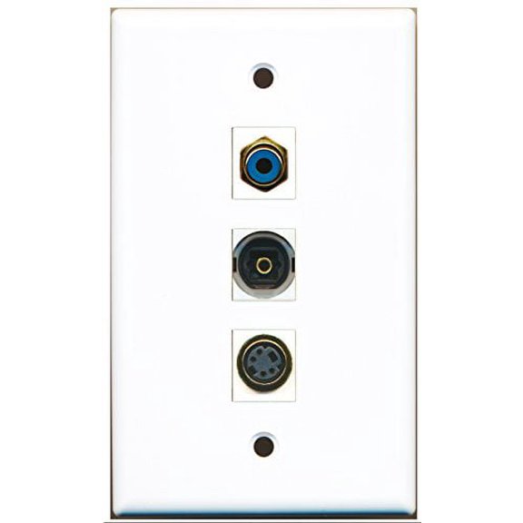 RiteAV - 1 Port RCA Blue and 1 Port S-Video and 1 Port Toslink Wall Plate
