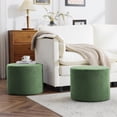 thumbnail image 2 of Bezseller Round Upholstered Pouf Ottoman Footrest for Living Room, Bedroom,Green, 2 of 8