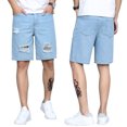 thumbnail image 1 of Txlixc pantalones cortos de mezclilla transpirables de verano para hombre, pantalones cortos de pierna recta rasgados para hombre Txlixc Moda, 1 of 8