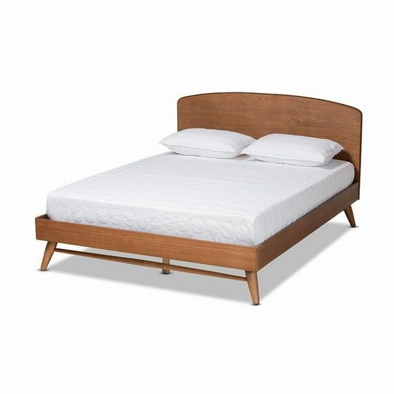 Baxton Studio Keagan Mid-Century Modern Transitional Walnut Brown Finished Wood King Size Platform Bed