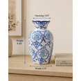 thumbnail image 4 of Blue and White Ceramic Vase Tall Decorative Flower Vase for Home Decor Chinoiserie Floral Pattern 9.45 in NOVATRAX, 4 of 8