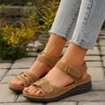 thumbnail image 5 of vokkrv Women's Comfortable Arch Support Dressy Flat Sandals Open Toe Walking Sandals for Summer Brown 9.5, 5 of 7