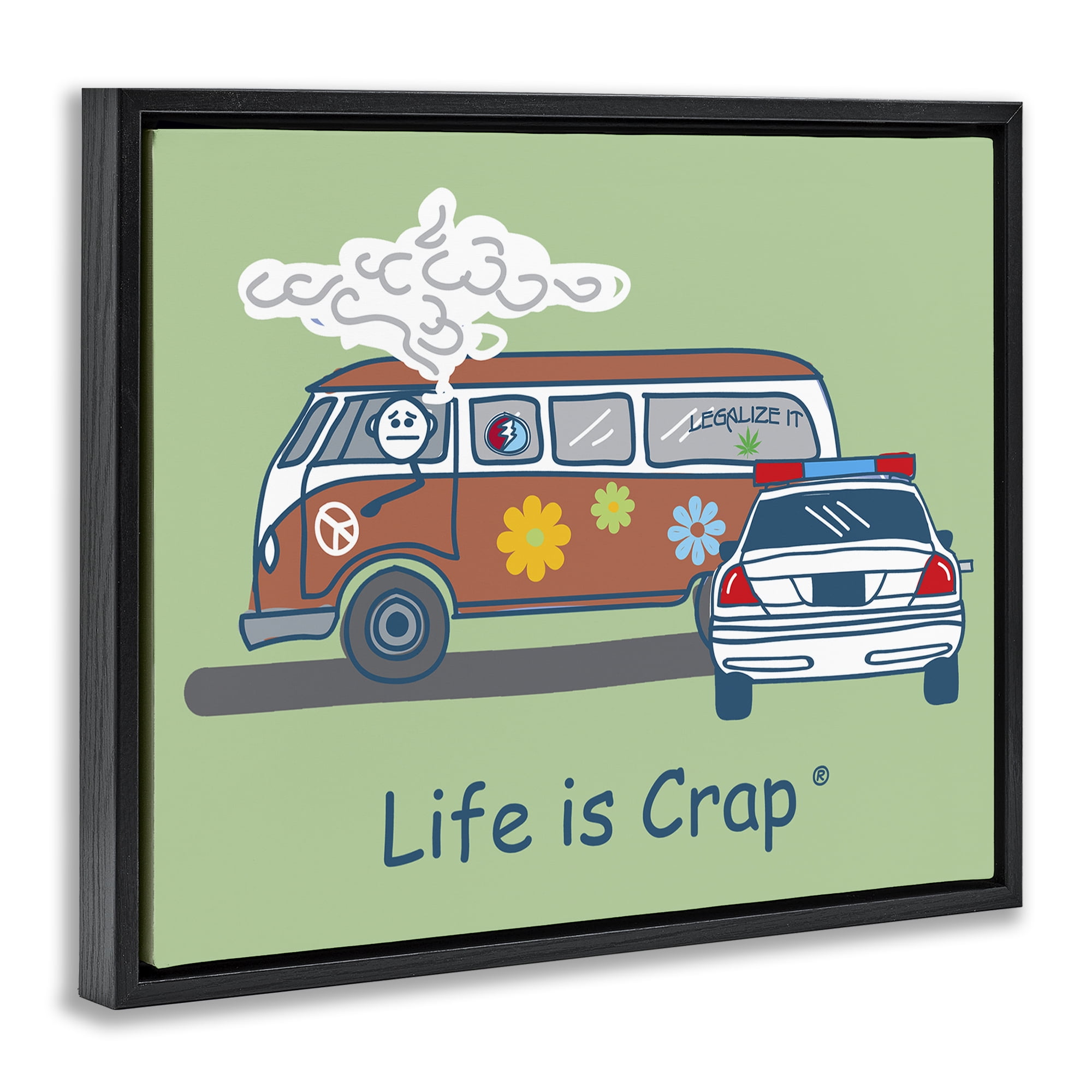 Stupell Industries Caught Van Smoking Novelty & Humor Painting Black Floater Framed Canvas Art Print Wall Art, 31 x 25