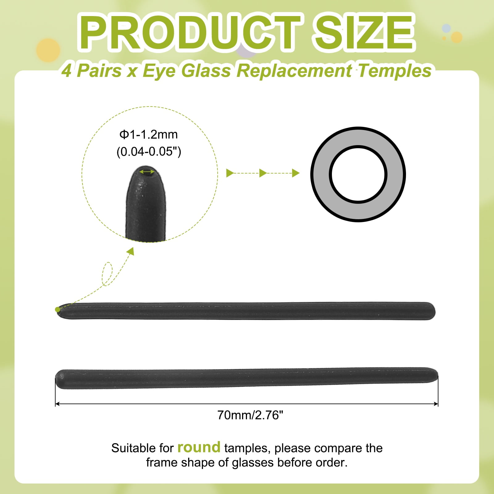 Unique Bargains Silicone Anti Slip Eyeglass End Tips Glasses Retainers Black