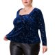 thumbnail image 1 of Plus Size Blouses for Women Sweetheart Neck Long Sleeve Stars Velvet Top 4X Dark Blue, 1 of 6