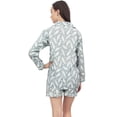 thumbnail image 3 of Bimba Women Full Sleeve Feather Print Sleepwear Shirt And Shorts 2 Pcs Set - 4, 3 of 5