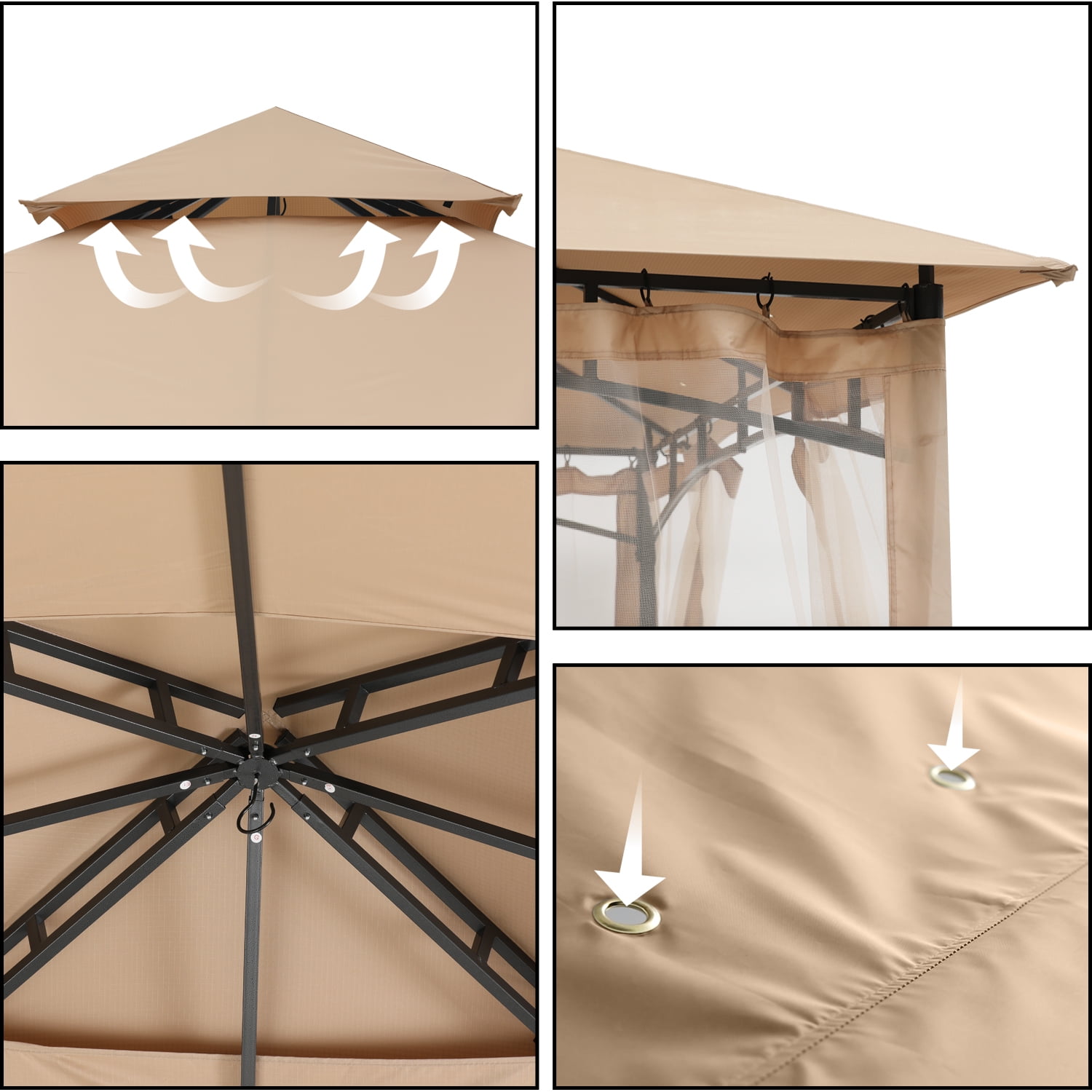 ABCCANOPY Waterproof 11'x11' Gazebo with Mosquito Netting