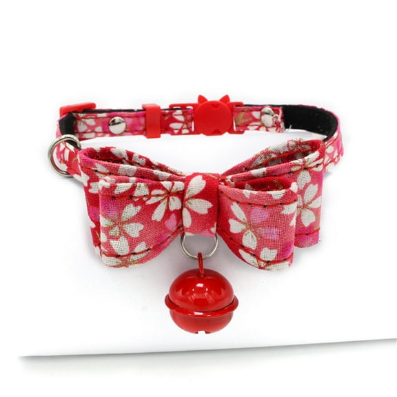 Vikakiooze items Adjustable Bow Necklace Printed Collar With Bell Dog Puppy Pet Cat Collars