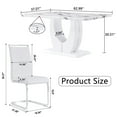 thumbnail image 4 of Sumdeal 7-Piece Pedestal Marble Dining Table Set for 6, White Faux Marble 63inch Table with High Back Upholstered Chairs, 4 of 8