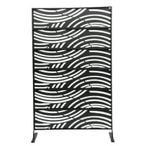 KANGTEEN 3.72' x 5.94' Black Steel Outdoor Panel Privacy Screen