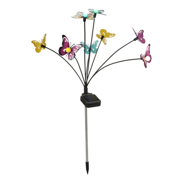 Lámpara de mariposa que se mece con el viento, luces solares LED para jardín, patio y jardín. Luz de colores 8 cabezas