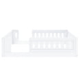 thumbnail image 4 of Euroco Wood Full Size Platform Bed with Guardrail for Toddler and Kids Teens, White, 4 of 12