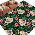 thumbnail image 2 of 5'x8' Area Rugs, Tropical Flower Indoor Outdoor Area Rug for Living Room Bedroom, Green Palm Plants Straw Hat Watercolor Washable Bathroom Rugs Kitchen Floor Carpet Mats Home Decor Aesthetic, 2 of 8