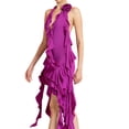 thumbnail image 7 of Women's Sleeveless Halter Dress Summer Evening Irregular Backless Ruffled Tassel Dress Sexy Club Streetwear-c-S, 7 of 7