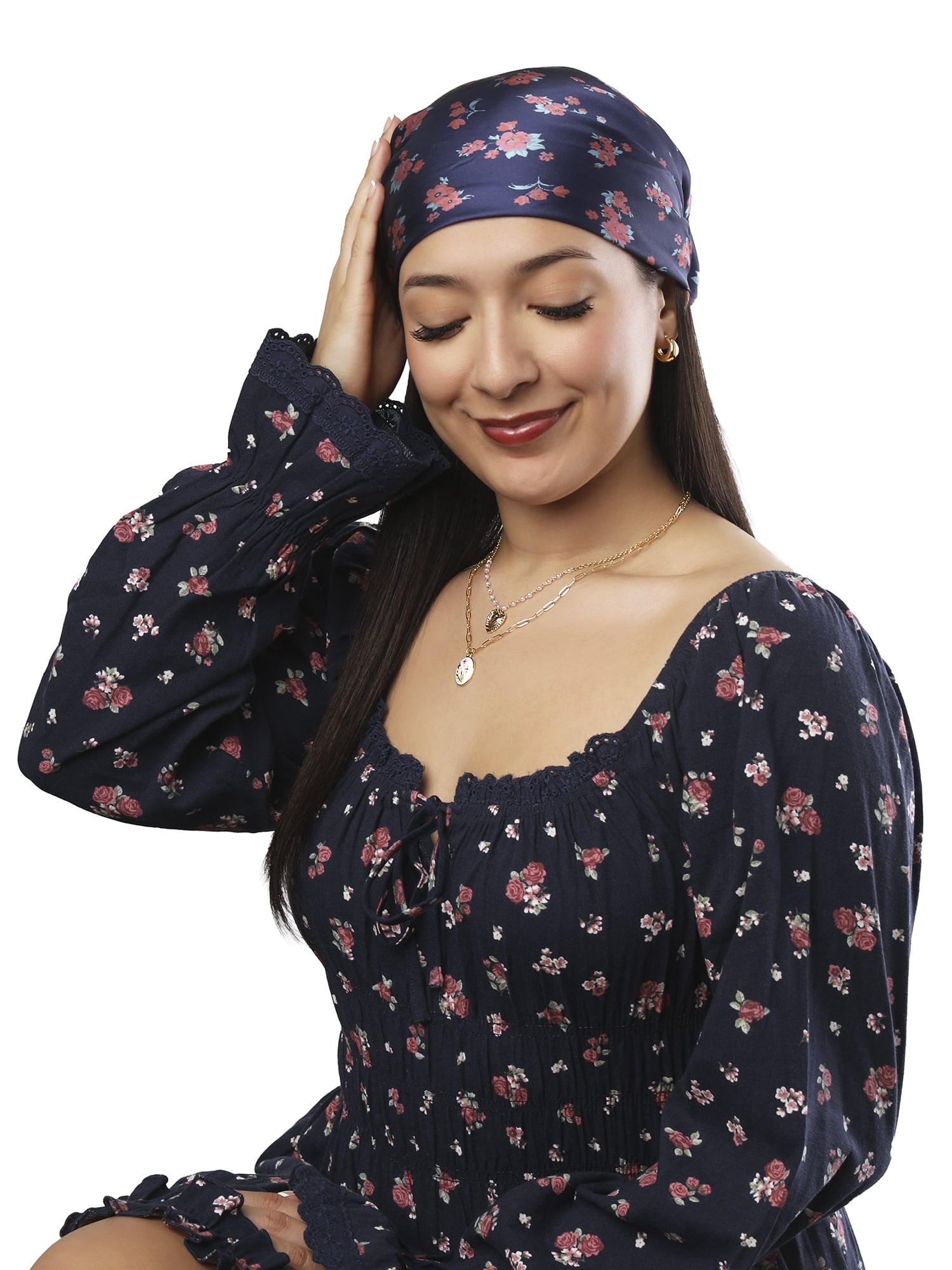 Celebrity Pink Women's Blue Flower Fashion Hair Scarf