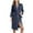 #068-Navy, variant on Women's Soft Robe with Tie Belt Three-Quarter Sleeve Open Front Casual Loungewear