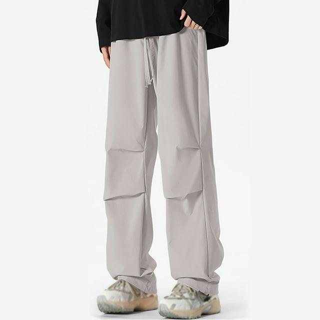 TINZ 2024 Autumn Men's Solid Color Wide Leg Paratrooper Overalls Couple Loose Straight Leg Functional Pants Poplin Pants