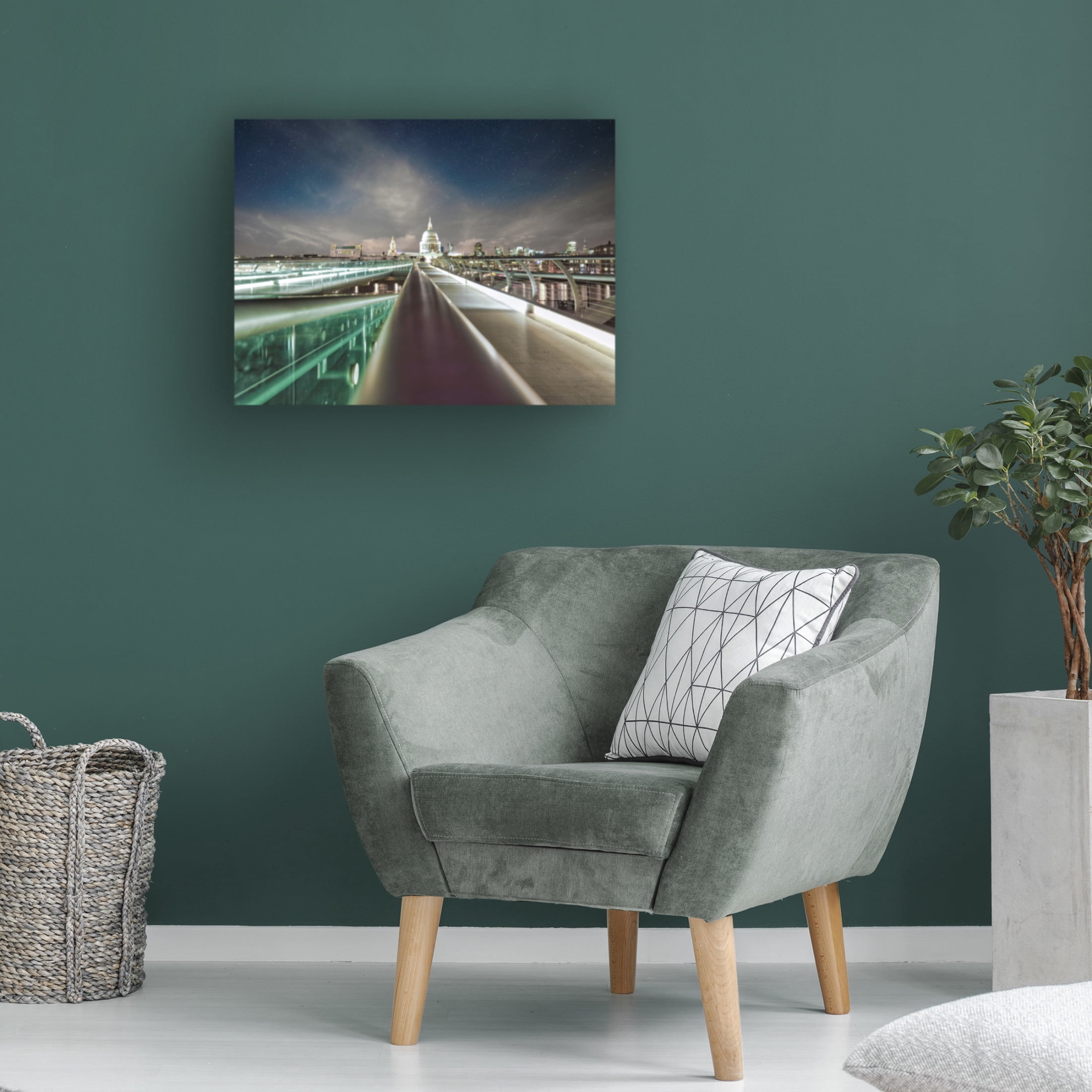 Canvas Wall Art - Mark A Paulda 'St Pauls Cathedral And Millennium Bridge' Wall Art for Living Room, Bedroom, or Office Décor by Trademark Fine Art - 32 x 24 Inches