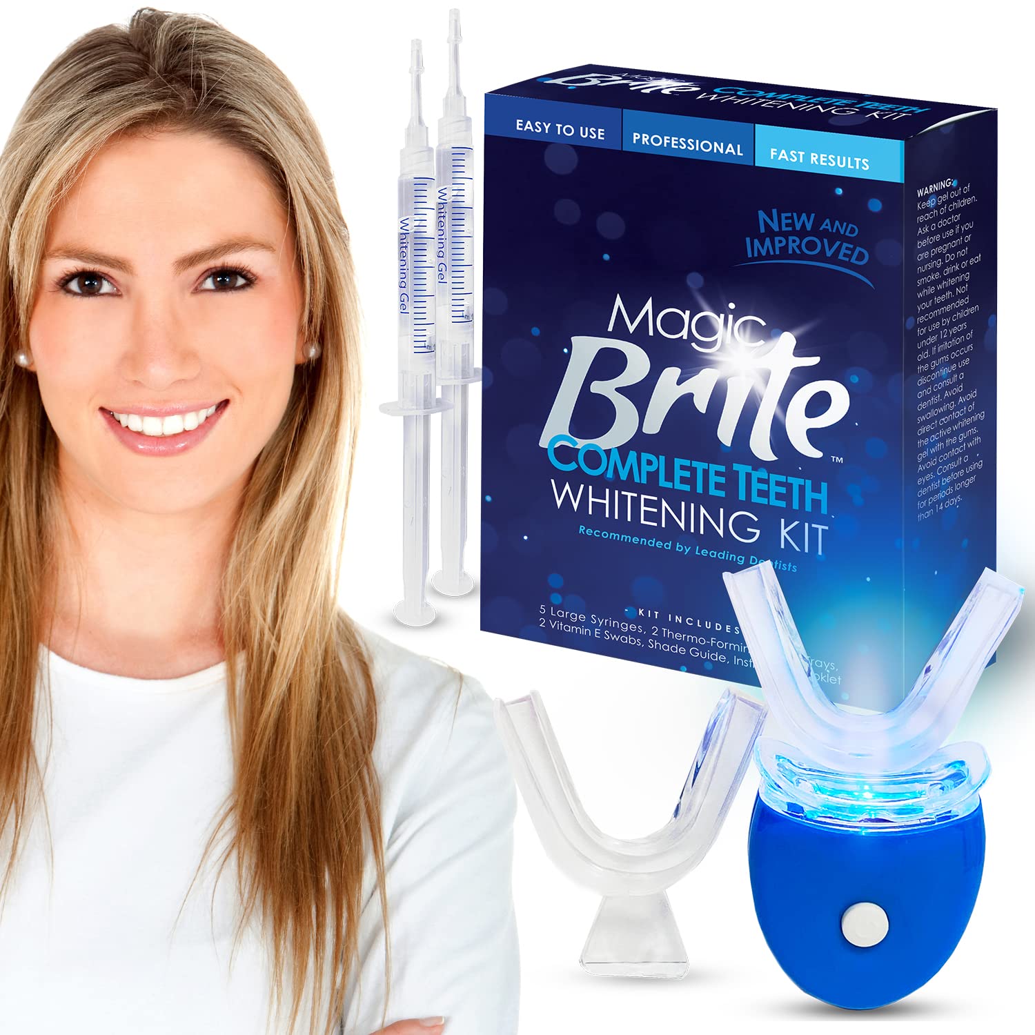 MagicBrite Complete Teeth Whitening Kit 2 Carbamide Peroxide Whitening Gel Pens with 1 LED Light At Home Whitening - image 4 of 10