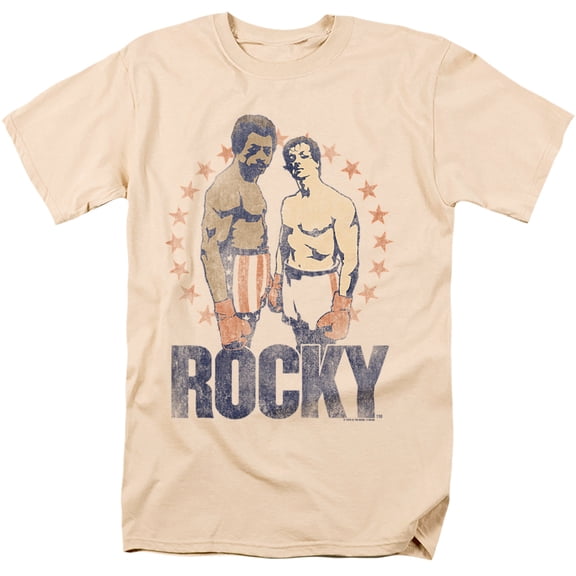 Rocky Distressed Logo Creed & Balboa Unisex Adult T Shirt (5X-Large) Cream
