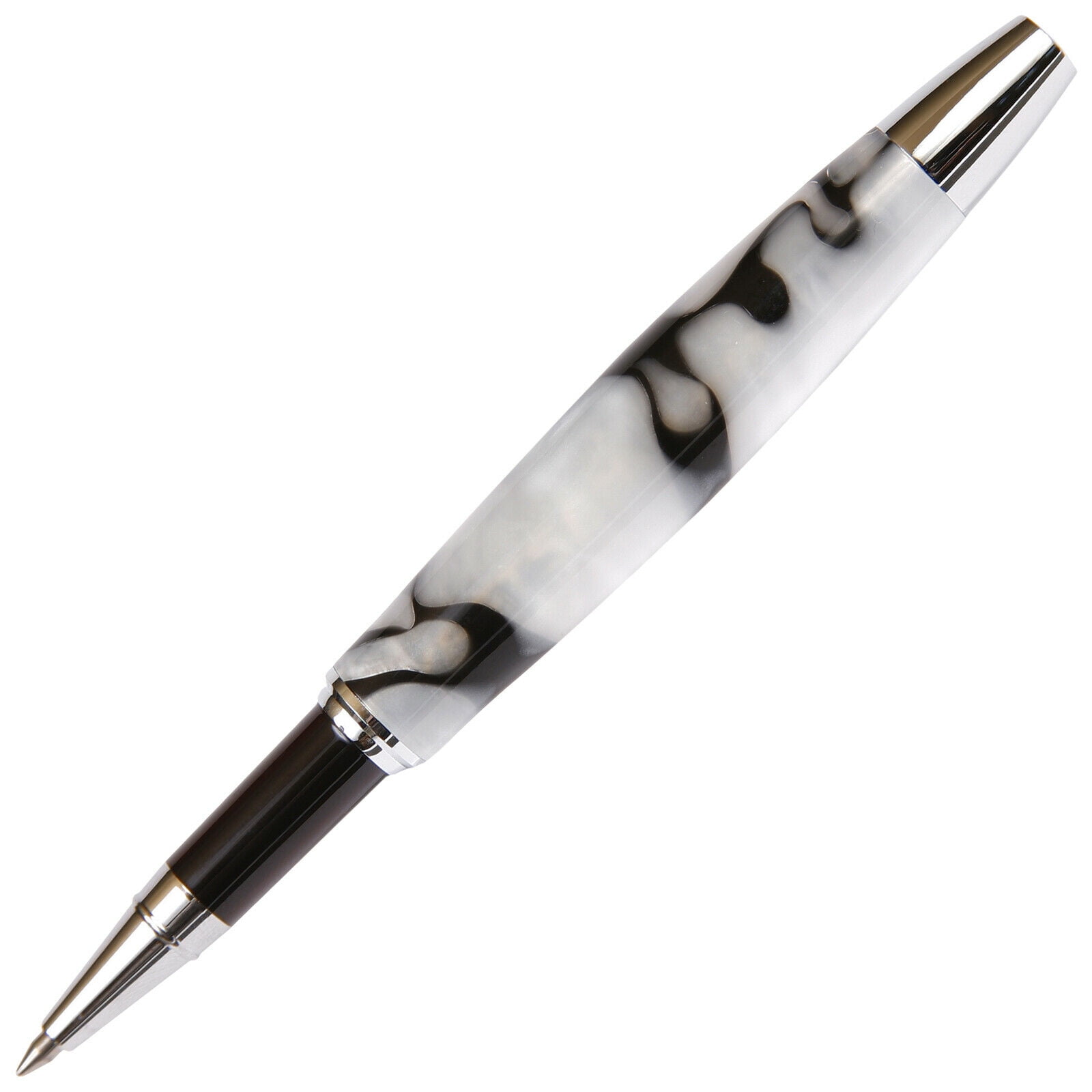 Tuscany Rollerball Pen - Black & Pearl Marbleized Gloss Body (Black Ink, Medium Tip 0.7 MM)