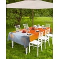 thumbnail image 4 of Boanket Outdoor Tablecloth with Umbrella Hole for Patio/Picnic/Party/Camping, Orange Grey White Waterproof Table Cloth Rectangle Table Cover Washable, Modern Art Painting Coast Textured (60"x 102"), 4 of 7