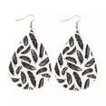 thumbnail image 2 of Printed Feather Leather Teardrop Dangle Drop Earrings Leather Teardrop Earrings, 2 of 3