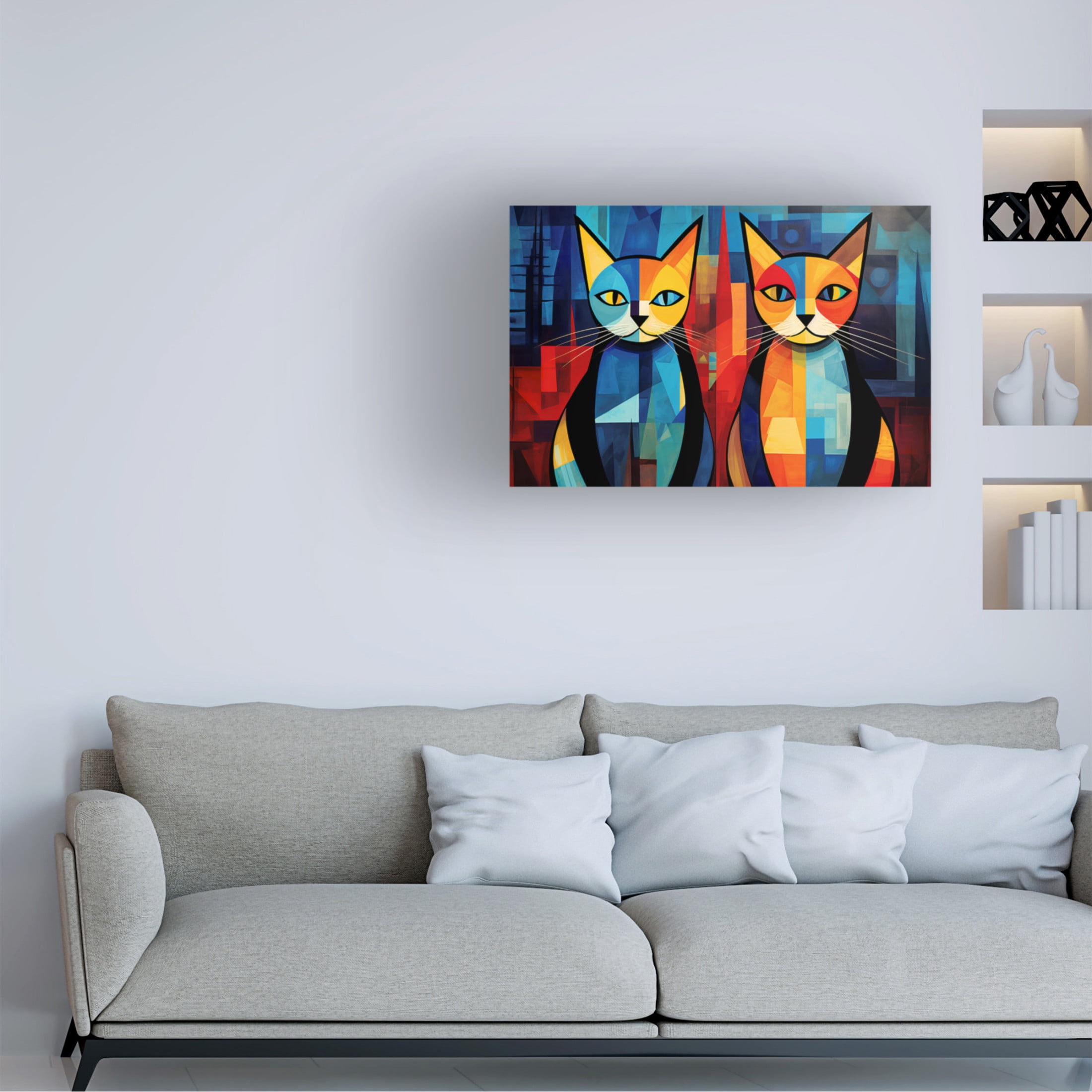Canvas Wall Art - Ray Heere 'Colorful Cat 3' Wall Art for Living Room, Bedroom, or Office Décor by Trademark Fine Art - 19 x 12 Inches