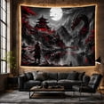 thumbnail image 6 of Samurai Facing Serpentine Dragon on Misty Mountain Lake, Dramatic Fantasy for Anime Fans, Asian Wall Art Decor, Halloween Gift, Tapestry Wall Hanging for Bedroom and Living Room, 6 of 7