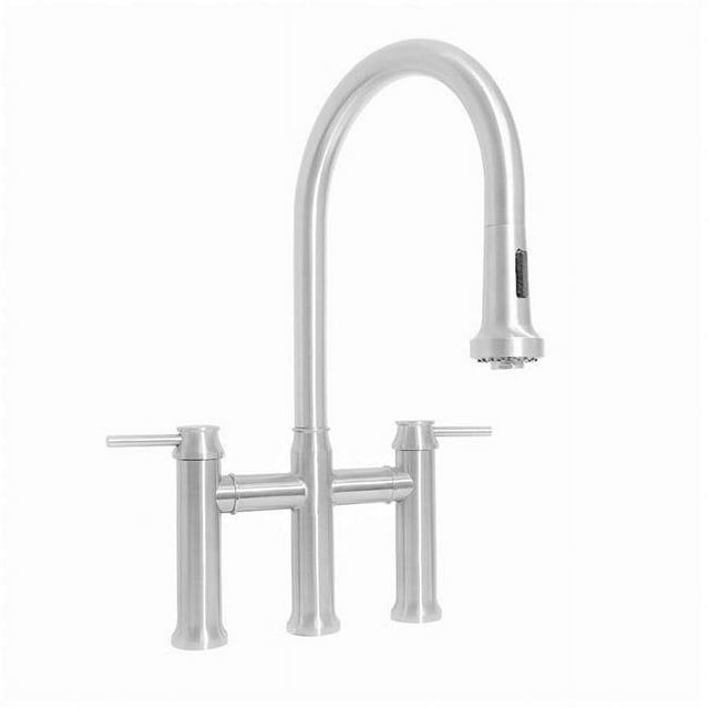 Whitehaus Collection WHS6900-PDK-PSS Robinet de Pont en Acier Inoxydable Solide Sans Plomb avec Bec Tournant Col de Cygne - Acier Inoxydable Poli
