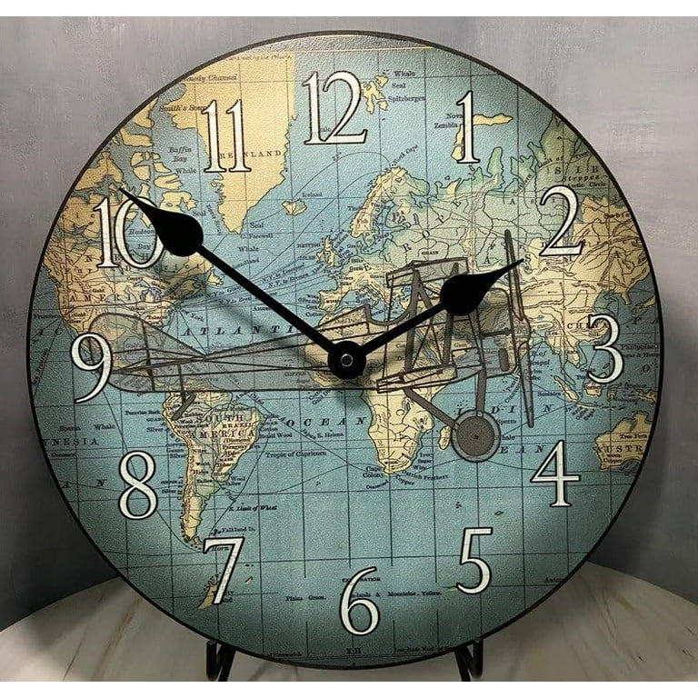 Around The World Airplane Wall Clock Ultra Quiet Quartz
