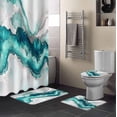 thumbnail image 2 of 4 PCS Teal Marble Texture Shower Curtain Sets with Rugs,Bathroom Shower Curtain(12 Hooks) with Non-Slip Bath Mat Sets 3 Piece(Toilet Lid Cover+U-Shaped Mats+Bath Rug), 66x72inch, Modern Art C98, 2 of 3