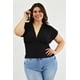 thumbnail image 1 of Blusa de satín cuello V Roman Fashion /Tallas Extras, 1836 (Negro) negro 36, 1 of 7