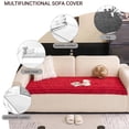 thumbnail image 6 of HUGNEO 28"x71" Plush Textured Sofa Seat Cushion, Non Slip Backing Couch Slipcover, Machine Washable Furniture Protector, Red, 6 of 13