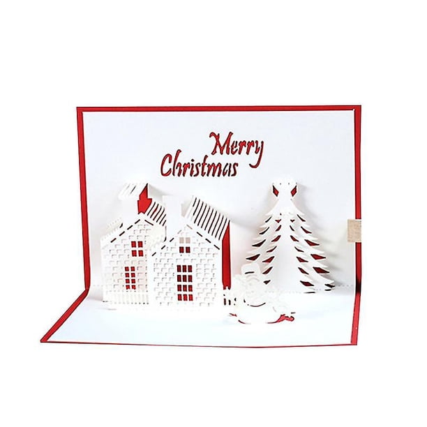 Tarjeta de felicitación de Navidad 3d, tarjeta de mensaje de bendición tridimensional plegable portátil para vacaciones de Navidad