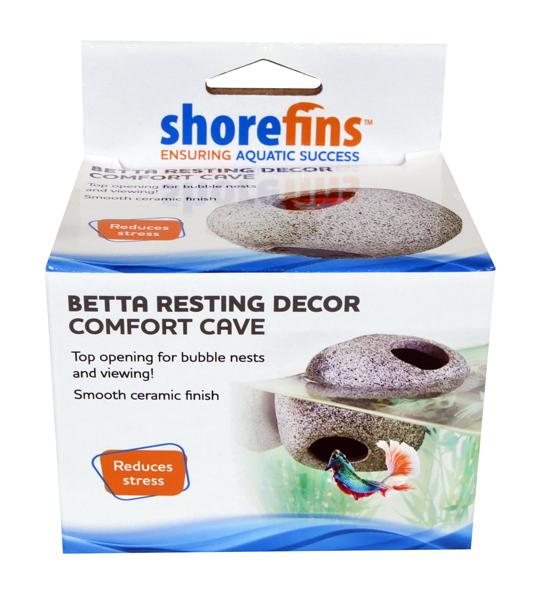 Shorefins Betta Comfort Cave Hideout, Resin Aquarium Décor 4.25" Small for Smaller Fish Breeds