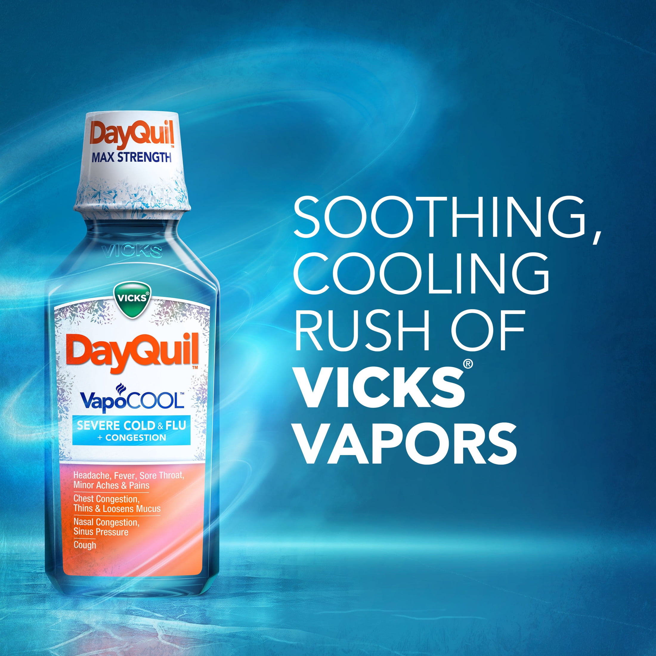 Vicks DayQuil VapoCOOL SEVERE Cold, Flu, and Congestion Medicine, Menthol, 12 fl oz