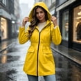 thumbnail image 6 of vdgthytj Rain Jacket Women Long Sleeve Full Zip Waterproof Elastic Waist Hooded Jackets Fall Outdoor Hiking Travel Outerwear with Pockets(X-Large,Yellow), 6 of 8