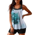 thumbnail image 3 of Tummy Control Mesh Rushed Tankini Bathing Suits for Women Two Piece Modest Blouson Tankini Top with Bikini Bottom, 3 of 9
